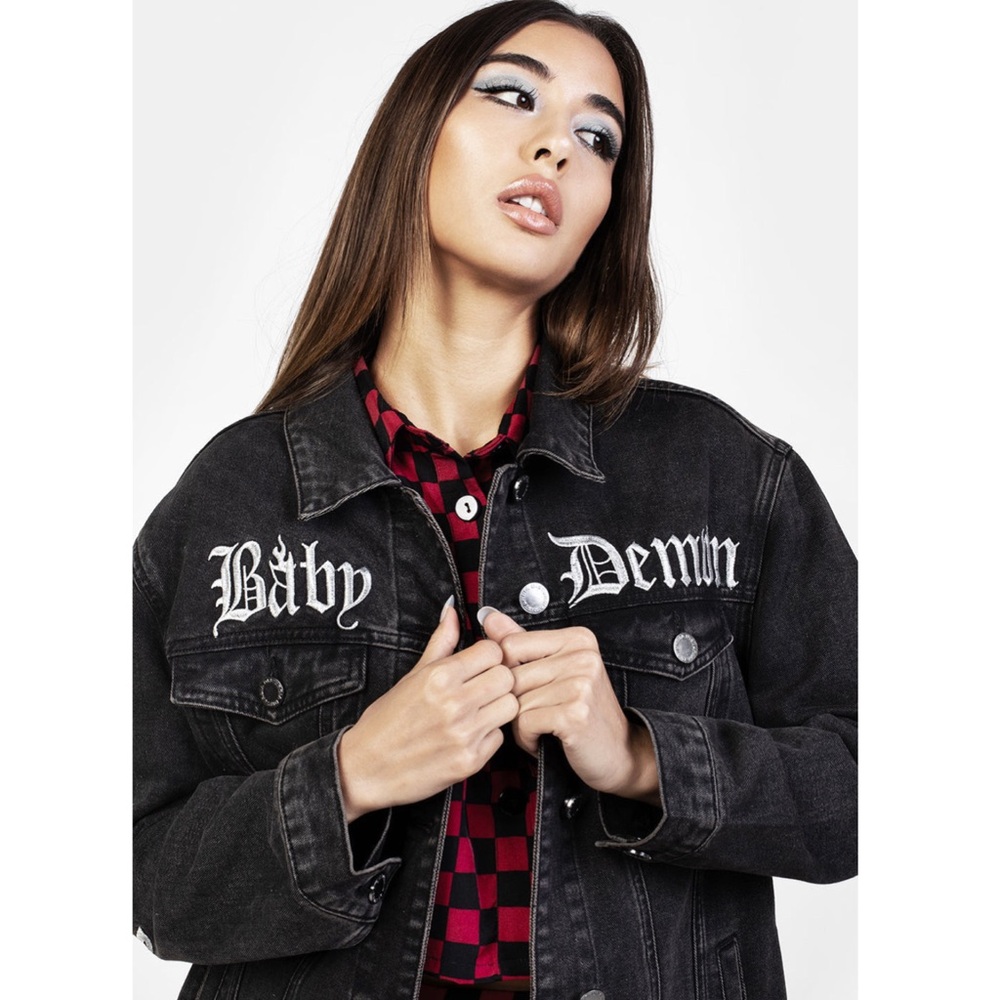 New Disturbia Baby Demon Oversized Denim jacket in Black